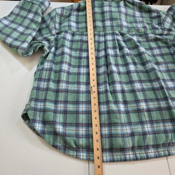 American Eagle Shacket Womens XL Plaid Fleece LS Wool Blend Pockets Buttons Boho - Picture 7 of 16